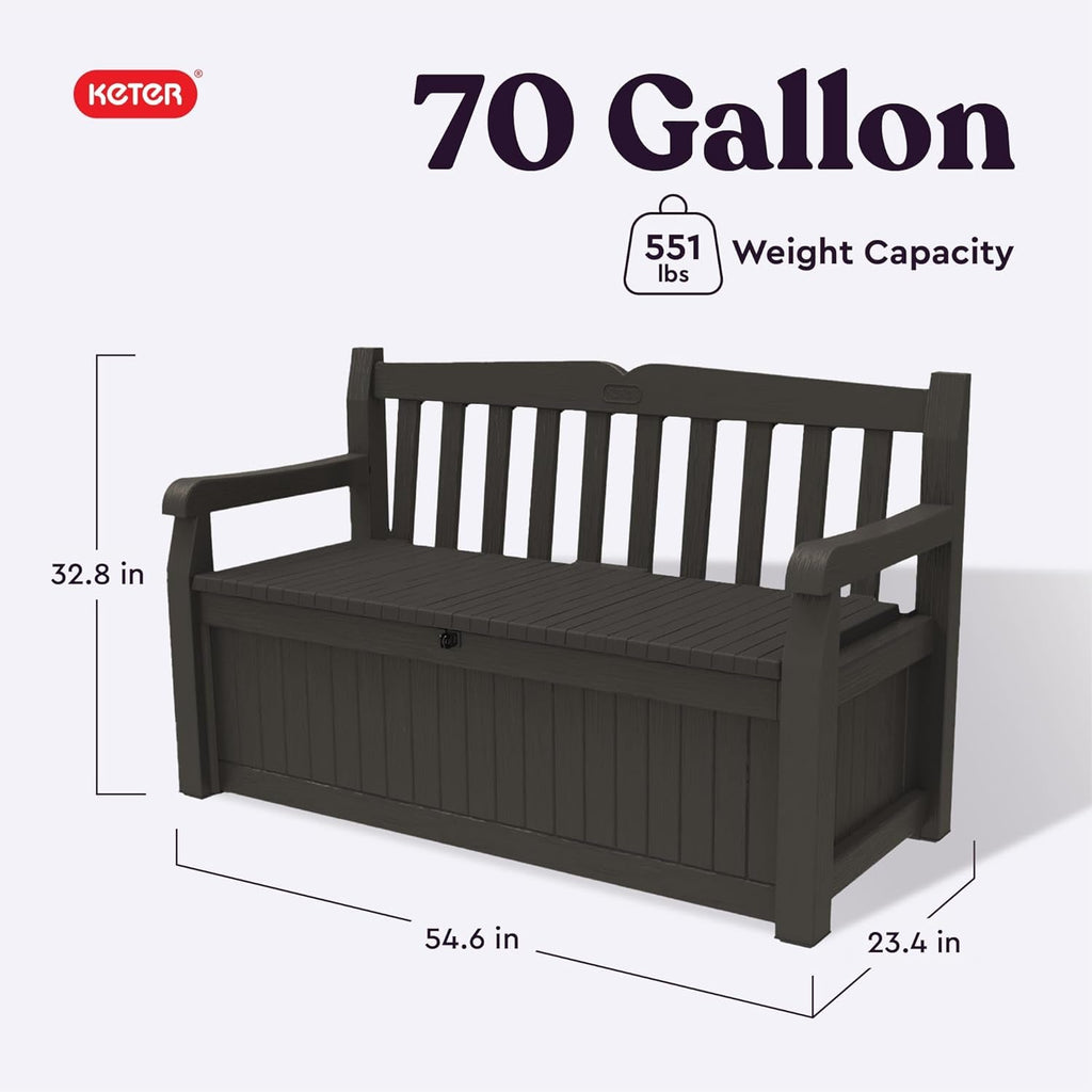 70 Gallon Outdoor Storage Bench Box for Garden Tools