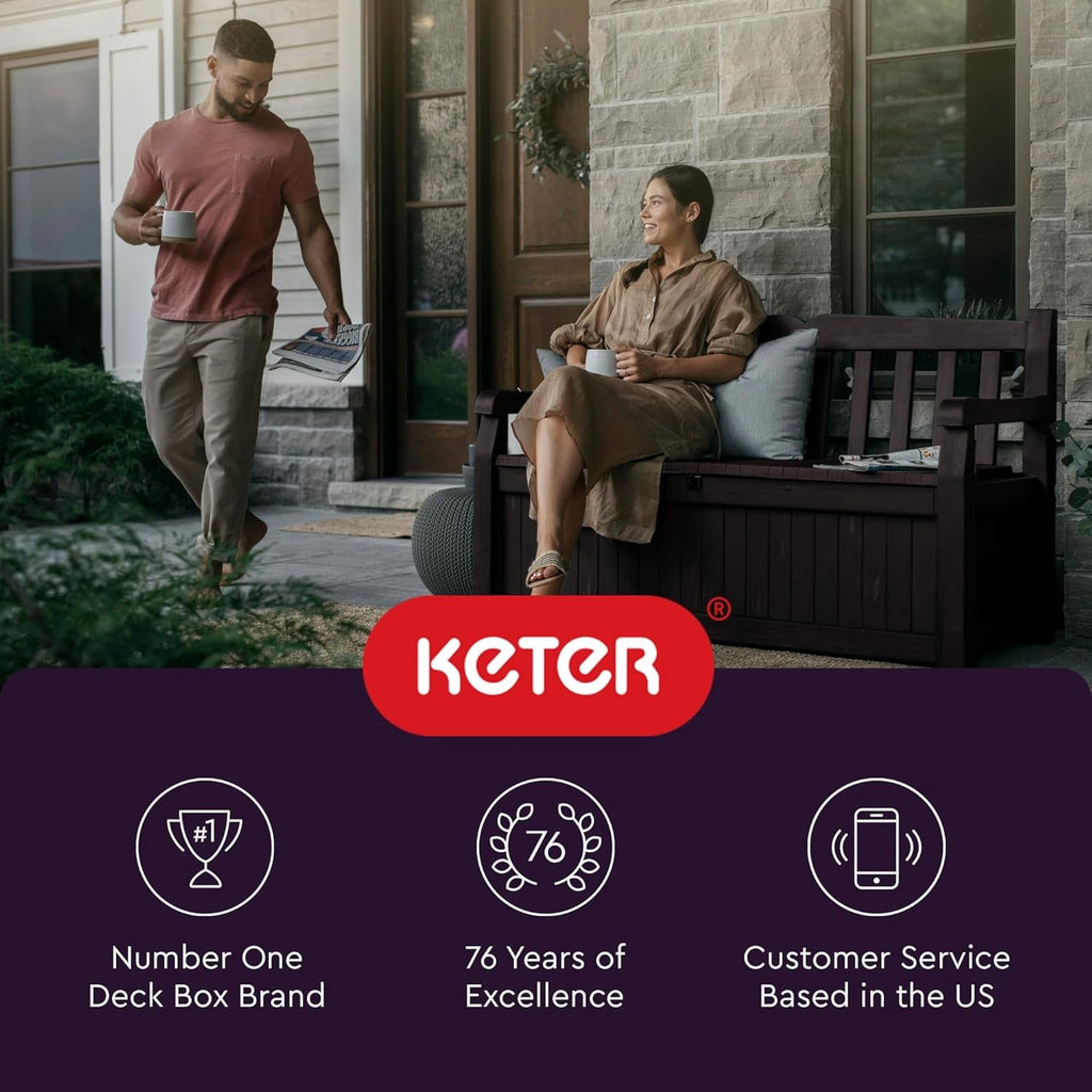 70 Gallon Outdoor Storage Bench Box for Garden Tools