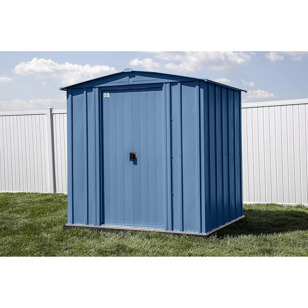 6x5 Blue Grey Steel Storage Shed Outdoor For Garden Tools