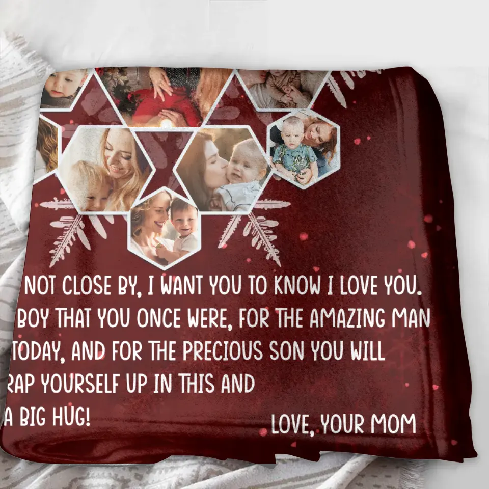 Personalized To My Son Photo Quilt/Fleece Throw Blanket - Gift Idea For Son - Upload Photo - Consider It A Big Hug