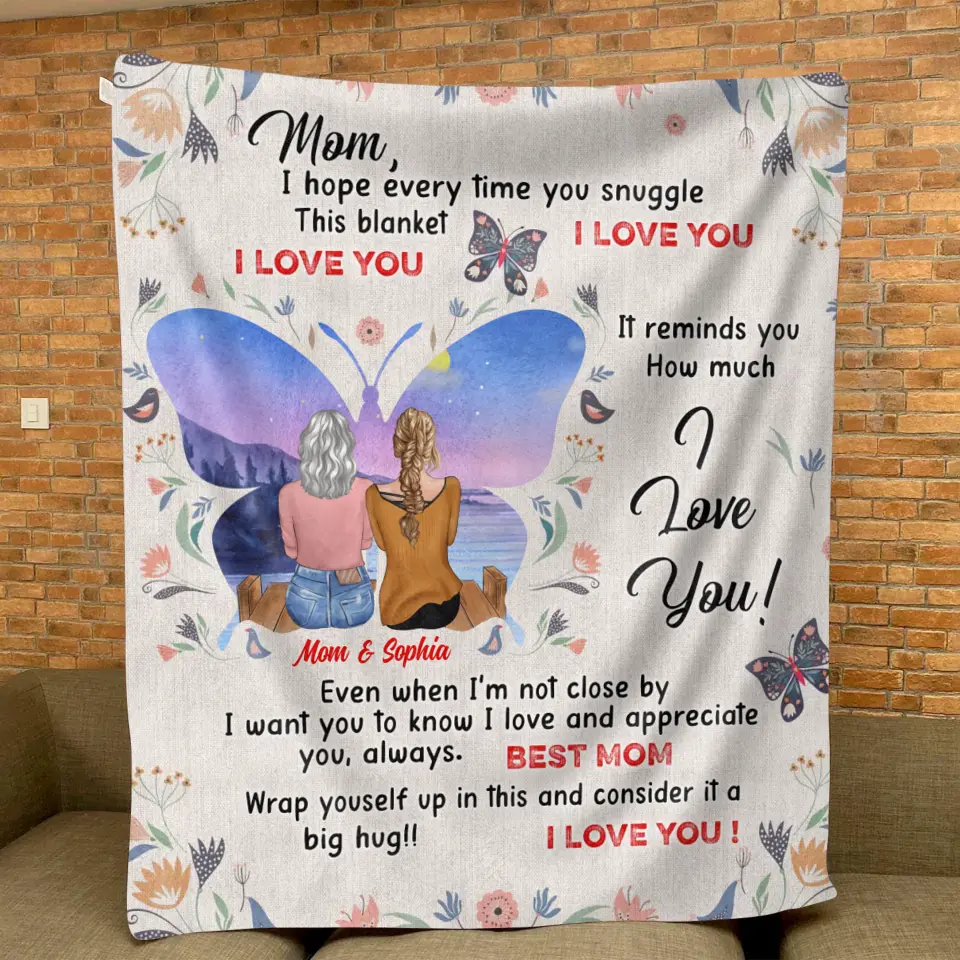 Personalized Mother And Daughter Fleece Throw/Quilt Blanket - Mother's Day Gift Idea For Mom - I Love You