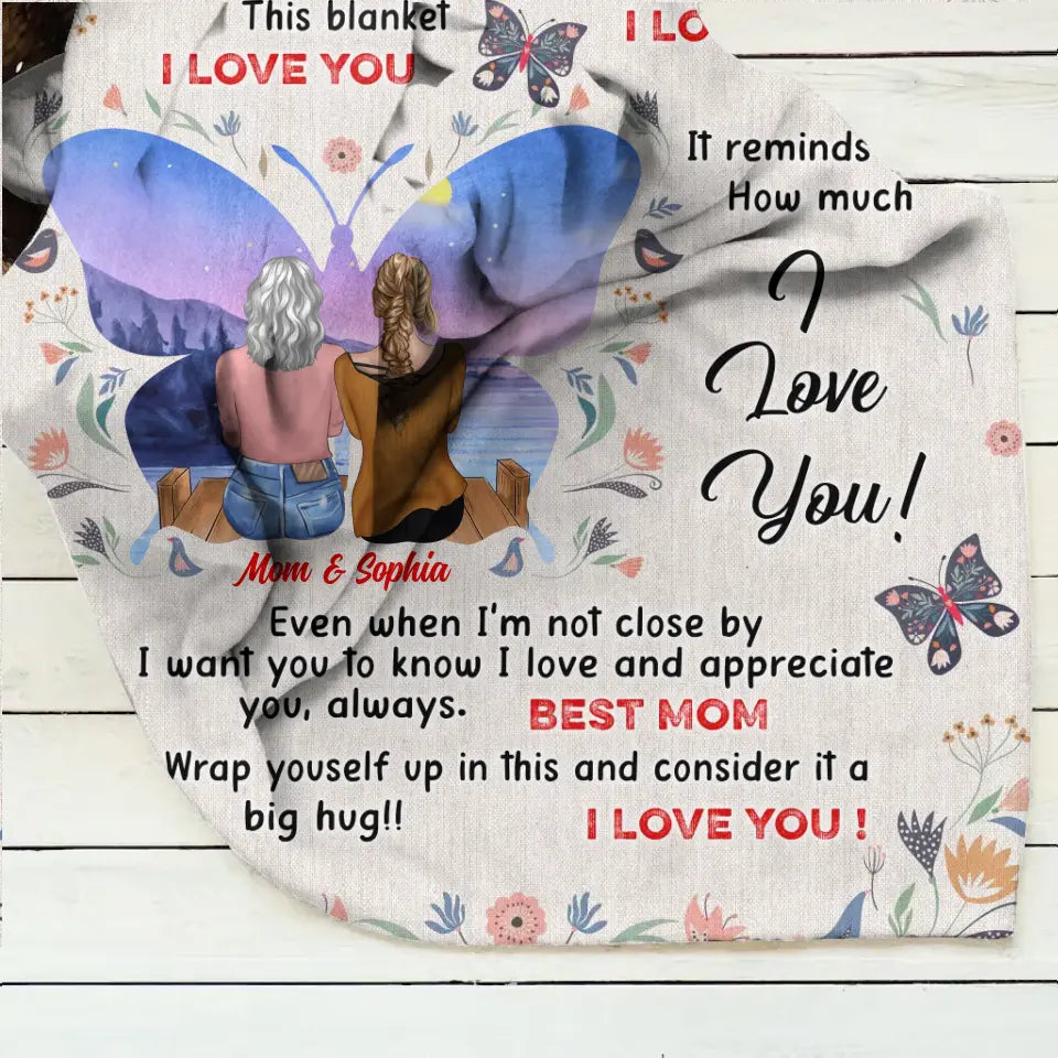 Personalized Mother And Daughter Fleece Throw/Quilt Blanket - Mother's Day Gift Idea For Mom - I Love You