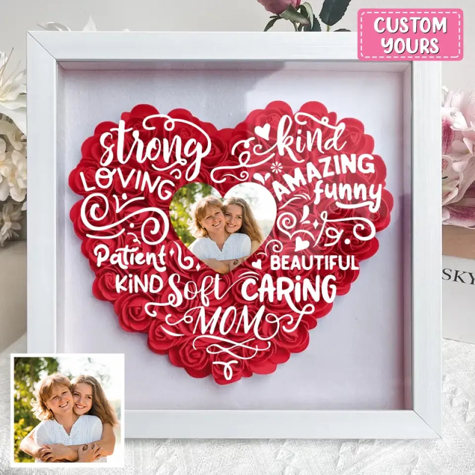 Personalized Mother Flower Shadow Box - Upload Photo - Mother's Day Gift Idea