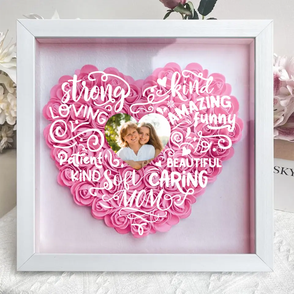 Personalized Mother Flower Shadow Box - Upload Photo - Mother's Day Gift Idea