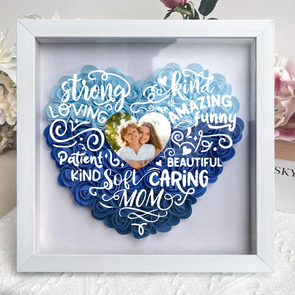 Personalized Mother Flower Shadow Box - Upload Photo - Mother's Day Gift Idea