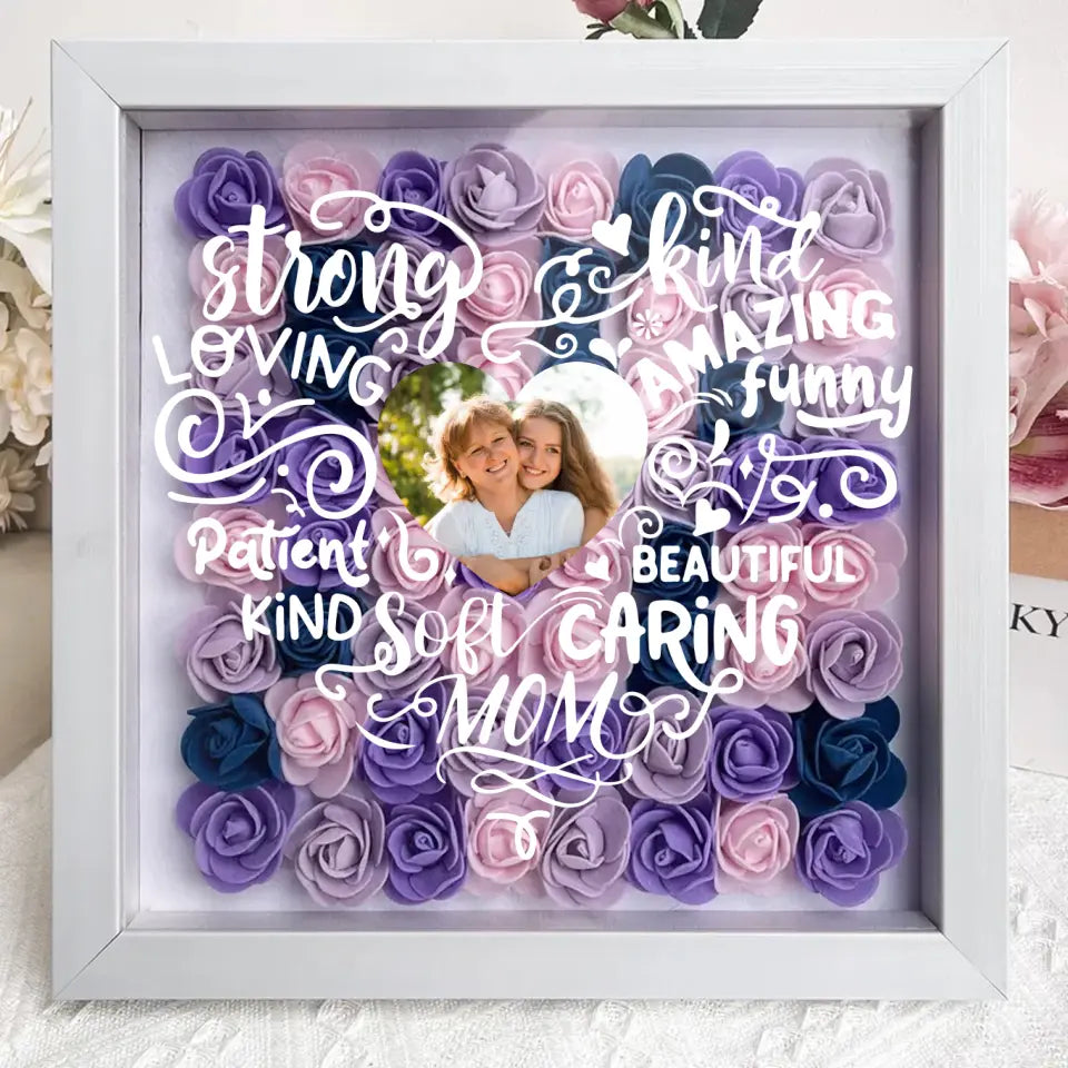 Personalized Mother Flower Shadow Box - Upload Photo - Mother's Day Gift Idea