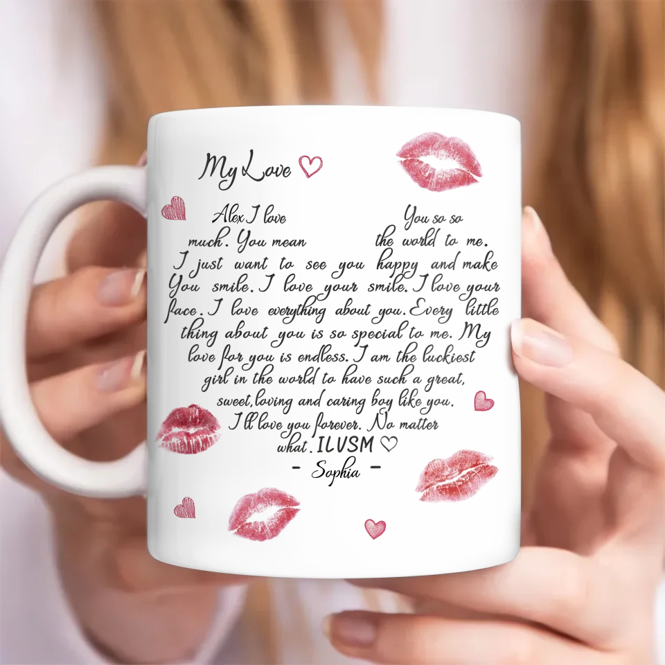 Personalized Love Letter Coffee Mug - Gift Idea For Husband/BoyFriend - You Mean The World To Me