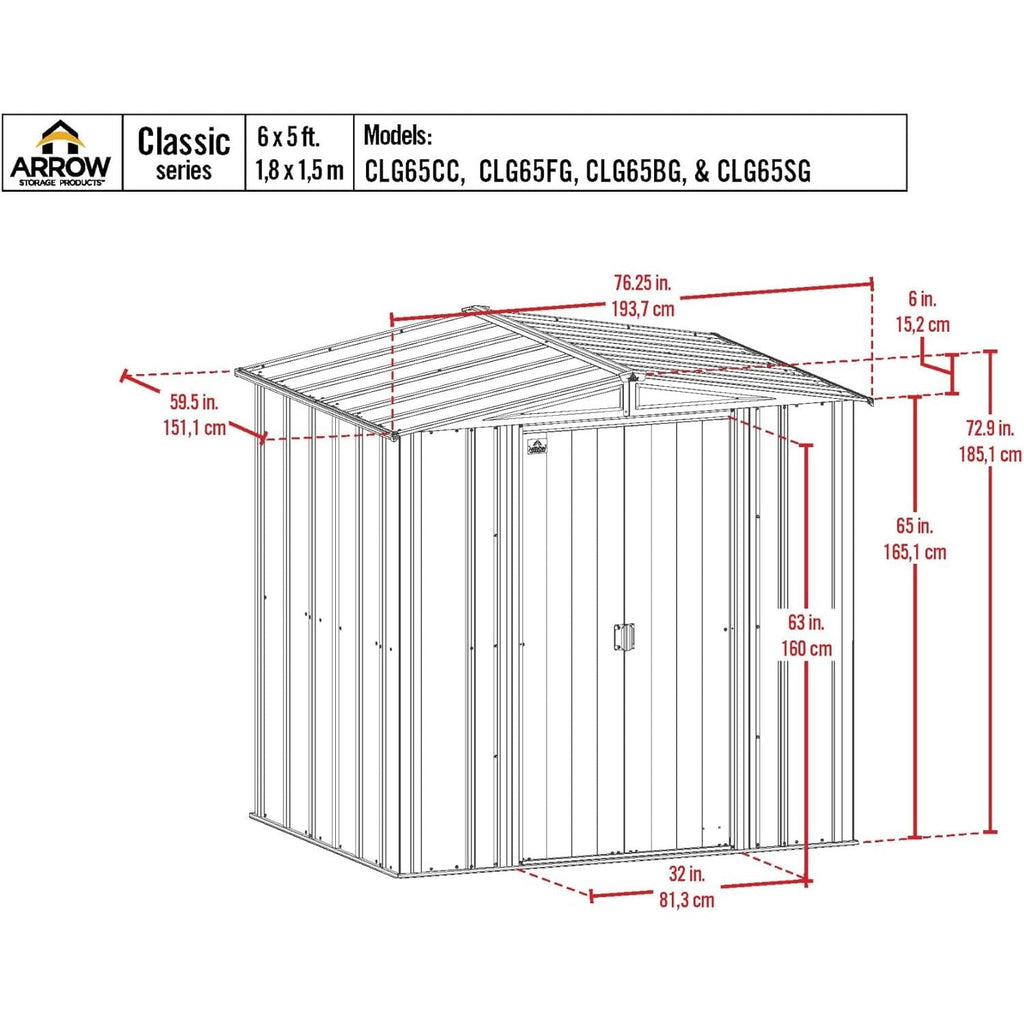 6x5 Blue Grey Steel Storage Shed Outdoor For Garden Tools