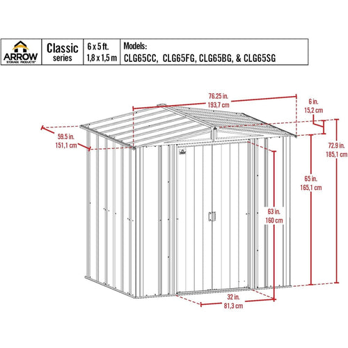 6x5 Blue Grey Steel Storage Shed Outdoor For Garden Tools