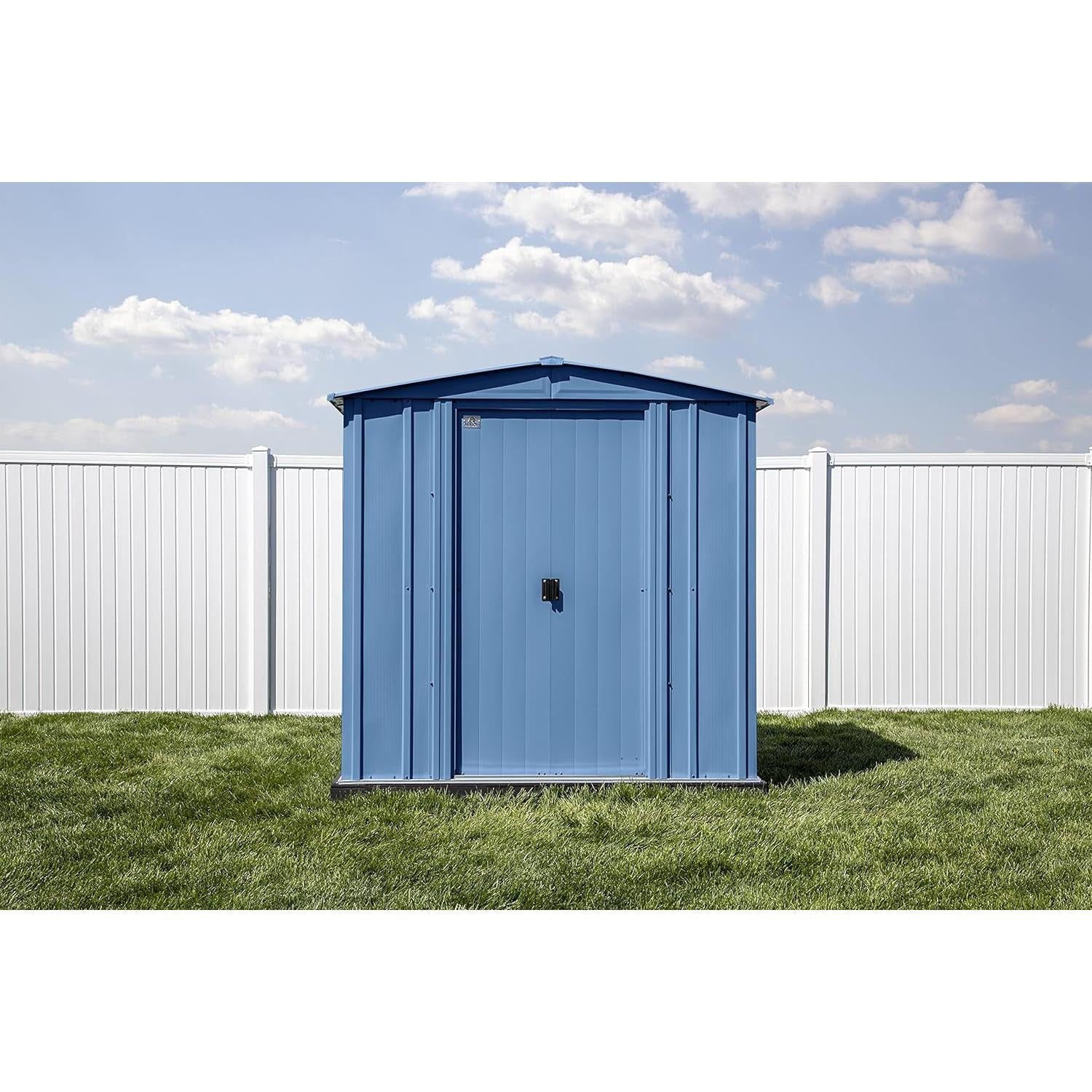 6x5 Blue Grey Steel Storage Shed Outdoor For Garden Tools
